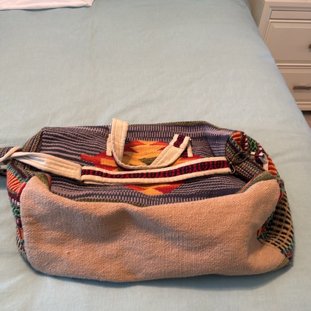 Boho Aztec Stitched Boston Duffle Bag - Picture 9 of 12